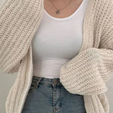 Chic Oversized Lantern Sleeve Cardigan