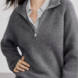 Half Zip Textured Knit Sweater