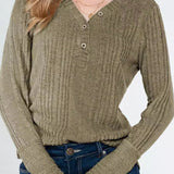 Loose Fit Knit V Neck Sweater