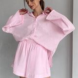 Cotton Long Sleeve Shirt Wide Leg Pants Two Piece Set