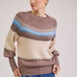Patchwork Crew Neck Knit Sweater