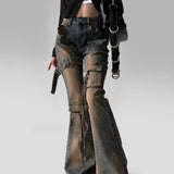 Low Waist Flare Cargo Jeans