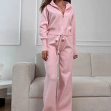 Two-Way Zipper Fitted Knit Commuter Two Piece Set