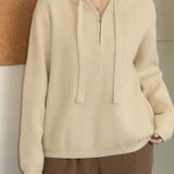 Drawstring Hooded Knit Sweater