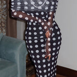 Polka Dot Strapless Bodycon Maxi Dress