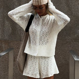 Hollow Knit Crochet Loose Two Piece Set