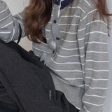 Colorblock Striped Casual Sweater