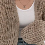 Chic Oversized Lantern Sleeve Cardigan