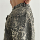 Vintage Leopard High Waist Wide Leg Pants
