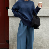 Casual Solid Color Pullover Sweater