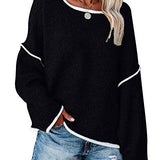 Loose Soft Chunky Knit Long Batwing Sleeve Pullover Sweater