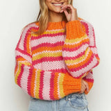 Striped Knit Pullover Sweater