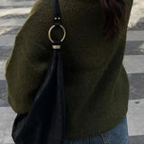 Plain Ribbed Long Sleeve Sweater
