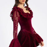 Velvet Bell Sleeve Bodycon Dress