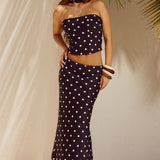 Printed Ruched Tube Top Two Pieces Set