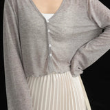 Tencel V-Neck Cropped Cardigan