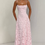 Chiffon Backless Spaghetti Strap Maxi Dress