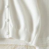 Lace Trim V Neck Cardigan