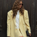 Loose Fit Blazer and High Waist Skirt  Two Piece Short Set