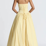 Yellow Strapless Tie Asymmetrical Babydoll Party Dress