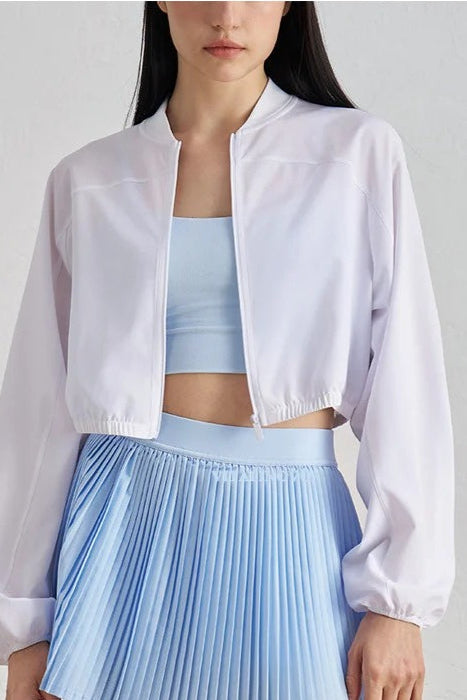Cropped Zip-Up Athletic Jacket