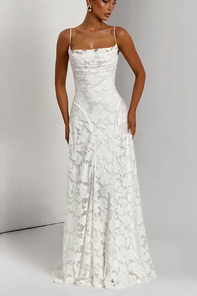 Chiffon Backless Spaghetti Strap Maxi Dress