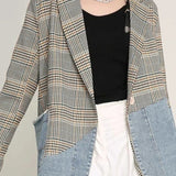 Plaid Denim Oversized Blazer