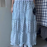 Kawaii Retro Polka Dot Ruffle Trim Mini Skirt