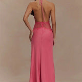 Lace Patchwork Backless Halter Boho Dress