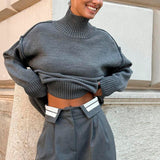 Colorblock Turtleneck Knit Sweater