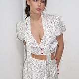 Polka Dot V-Neck Maxi Two Pieces Set