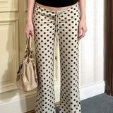Vintage Polka Dot Flared Loose Casual Pants