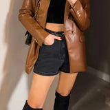 Minimalist Faux Leather Blazer