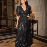 Sexy Polka Dot V-Neck Maxi Dress