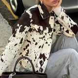 Casual Cow Print Street Jacket