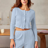 Soft Casual Cutout Jacquard Two Piece Set