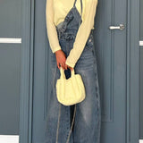 Vintage Washed Wide-Leg Overall Jeans