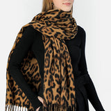 Cozy Leopard Print Faux Wool Scarf