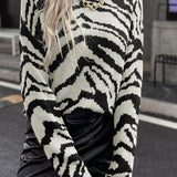 Zebra Print Loose Knit Sweater