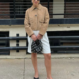 Split suede leather jacket with pocket