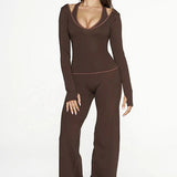 Color Block Casual Slim Three Piece Set