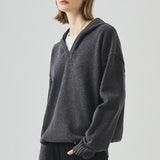 Slouchy V-Neck Hooded Sweater