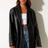 Single-Breasted PU Blazer