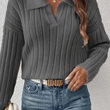 Fashion Lapel Knit Sweater