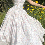 Pleated Spaghetti Strap Floral Dress