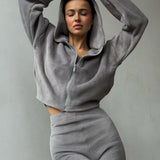 Fuzzy Solid Cardigan Tank Three Piece Set