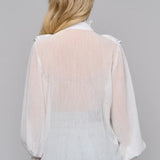 Lace Trim Stand Collar Chiffon Blouse