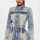 Trendy Jacket Two Piece Shorts Set