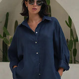 Fashion Solid Loose Casual Commuter Blouse