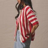 Color Block Striped Polo Sweater
